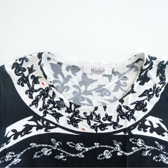 Moeina Collection Sweater Black White Beading Women's S - Picture 9 of 10